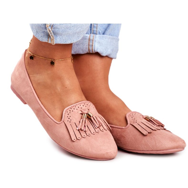 BUGO Naisten Loaferit Pink Lords Fringes Therese vaaleanpunainen