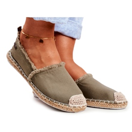 Naisten espadrillot punottu pohja Khaki Big Star DD274760 vihreä