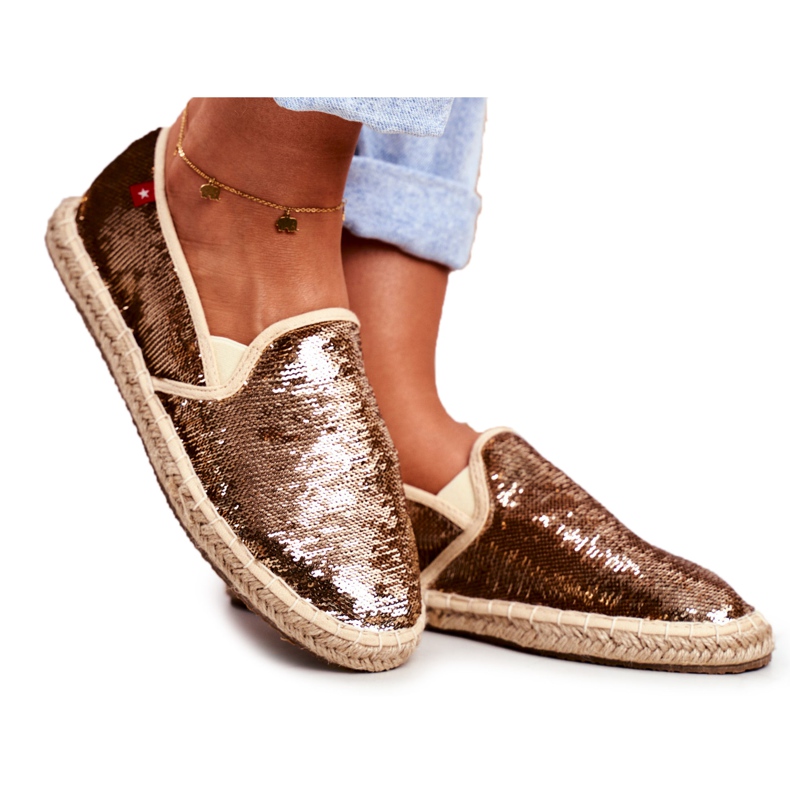 Naisten espadrillot Big Star Iridescent Sequins Gold DD274A161 kultainen
