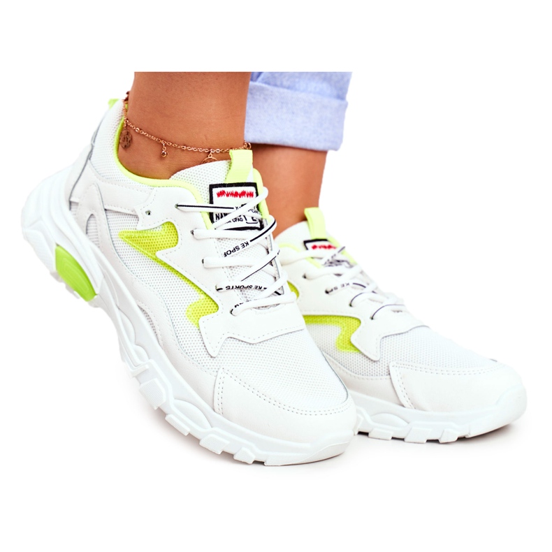Naisten urheilukengät Valkoiset Lu Boo -kengät Keltainen Dazzle Me valkoinen