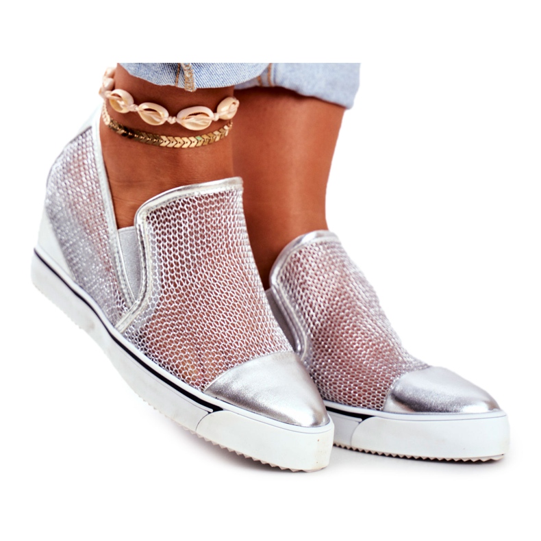 Naisten Lu Boo -tennarit, joissa mesh -hopea Morgono harmaa