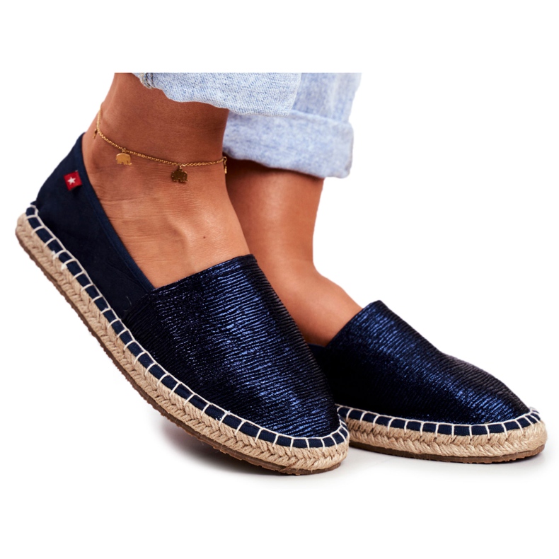 Naisten espadrillot punottu pohja Navy Blue Big Star DD274A147 laivastonsininen