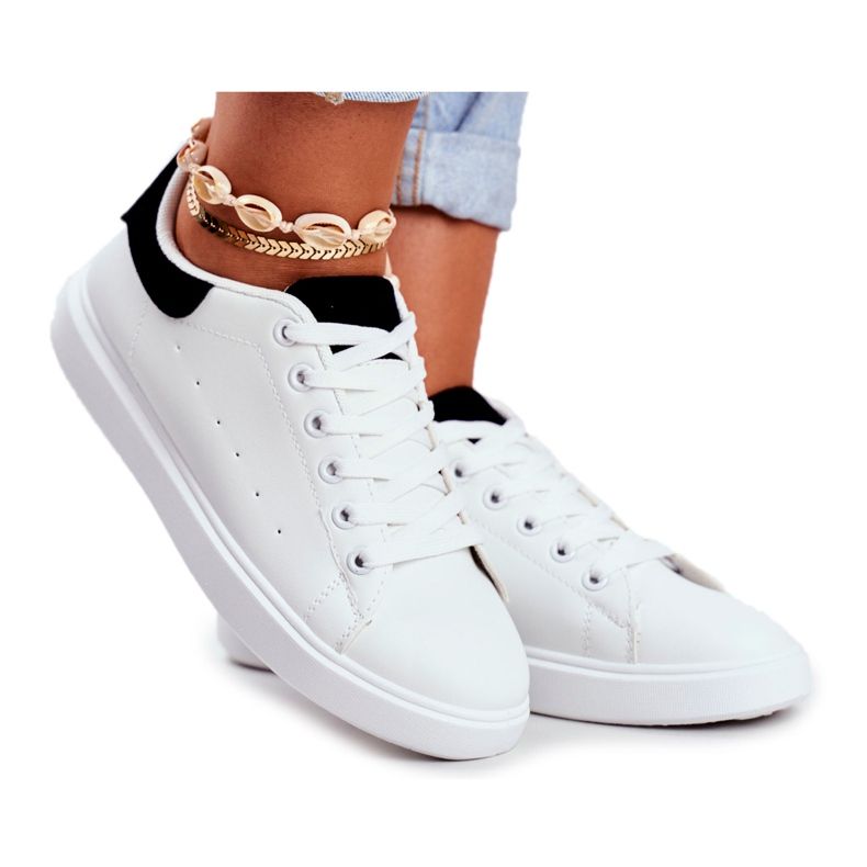 PS1 Naisten urheilukengät, valkoiset ja musta kantapää Milly valkoinen