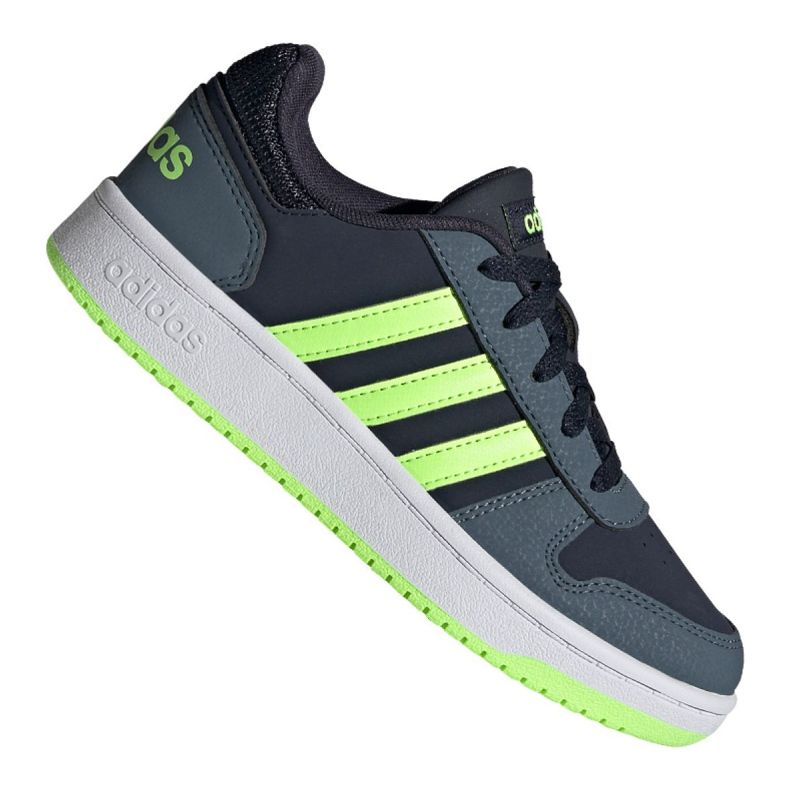 Adidas Hoops 2.0 Jr FW3171 kengät musta laivastonsininen vihreä