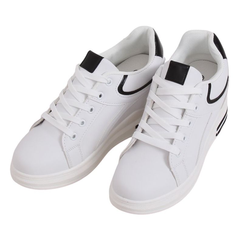 Valkoiset BY-0370 WHITE / BLACK lenkkarit piilotetussa kiilassa valkoinen musta