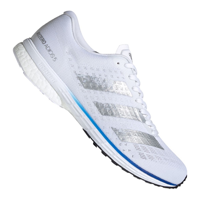 Juoksukengät adidas adizero Adios 5 M FV7334 valkoinen sininen hopea
