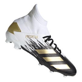 Adidas Predator 20.3 Fg Jr FW9215 jalkapallokengät harmaa / hopea, valkoinen, musta, kulta valkoinen
