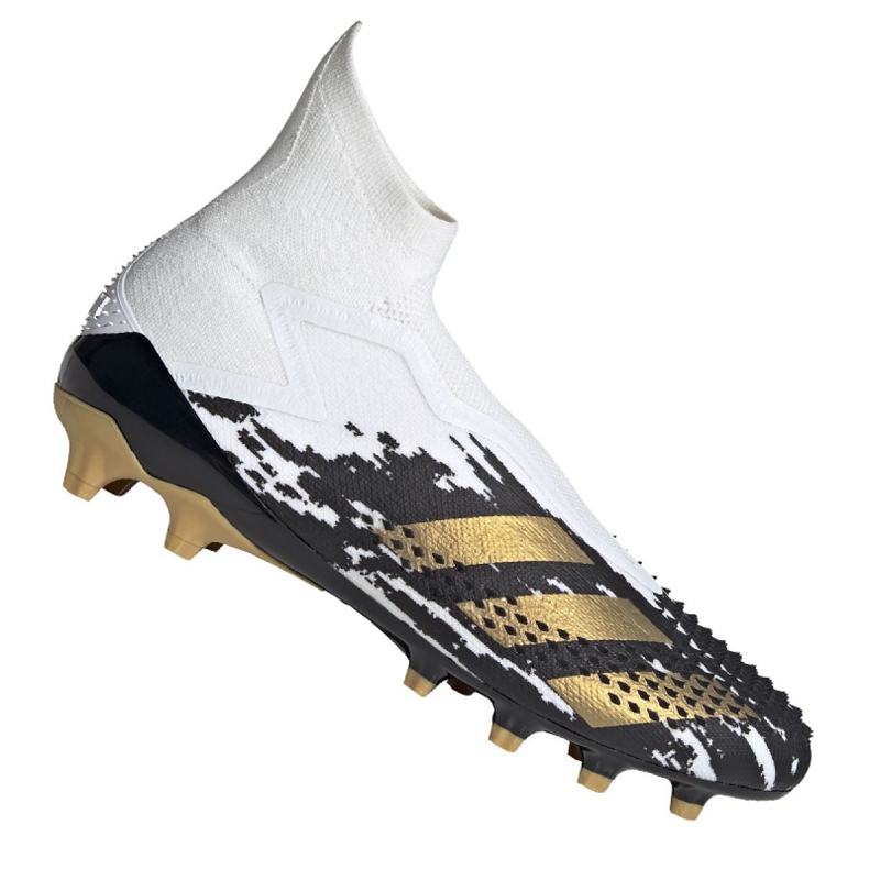 Adidas Predator 20+ Ag M FW9761 jalkapallokengät harmaa / hopea, valkoinen, musta, kulta valkoinen
