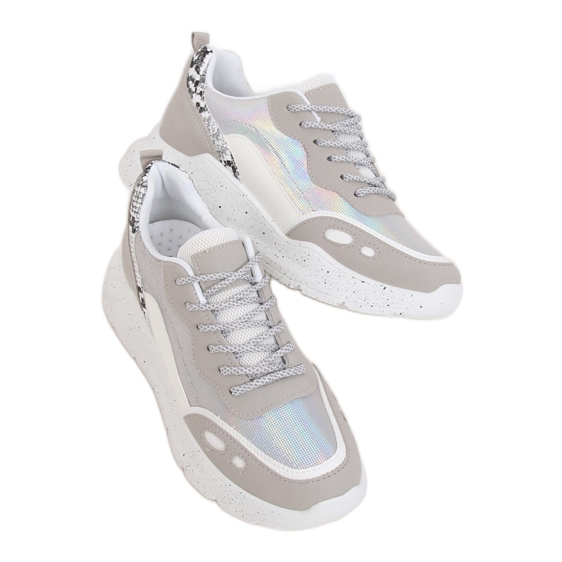 Valkoiset ja harmaat LL1771 hopeiset urheilukengät valkoinen