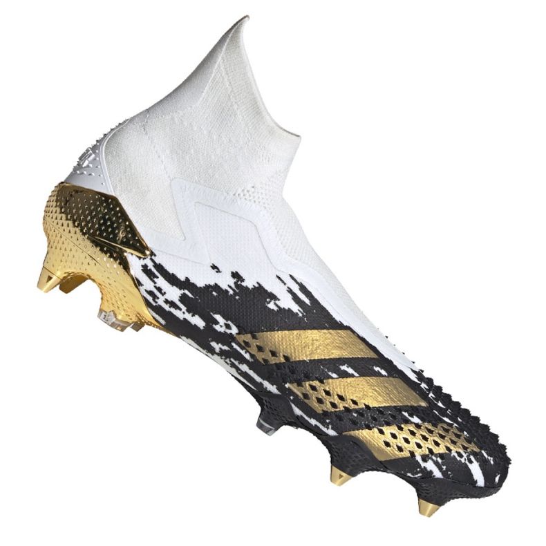 Adidas Predator 20+ Sg M FW9176 jalkapallokengät harmaa / hopea, valkoinen, musta, kulta valkoinen