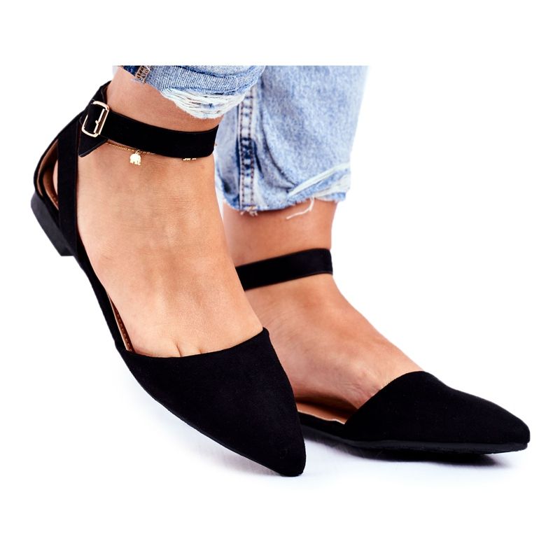 SEA Naisten mustat tasaiset ballerinat vyöllä Allison Spitzillä