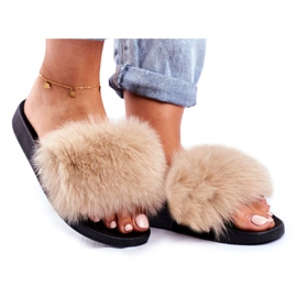 Naisten tohvelit, joissa on luonnonkarva Beige Bushido