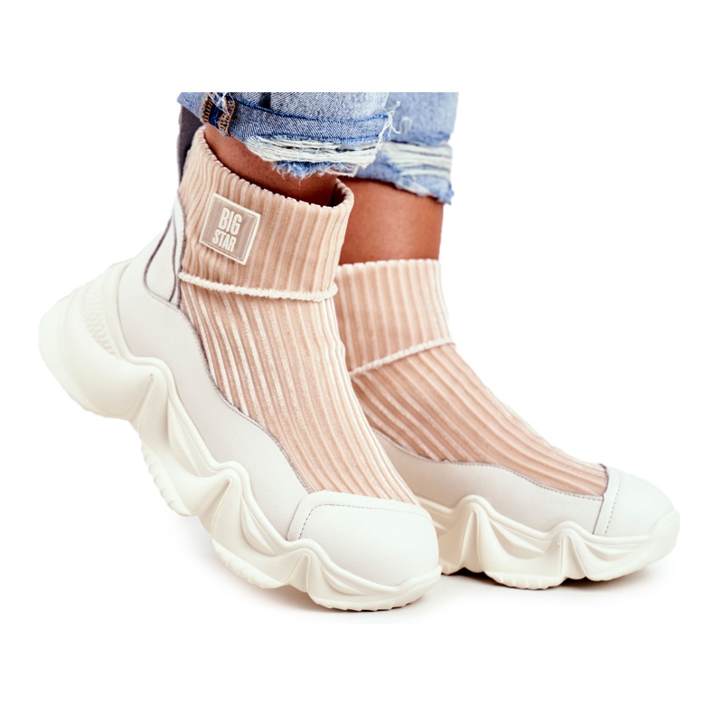 Naisten korkeat urheilukengät Big Star White GG274608 valkoinen