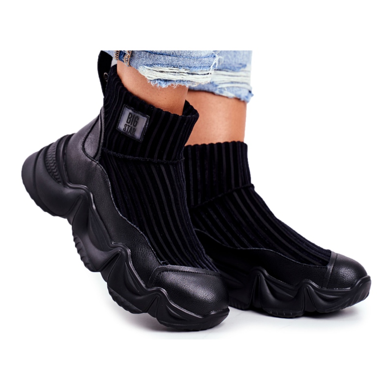 Naisten korkeat urheilukengät Big Star Black GG274607 musta