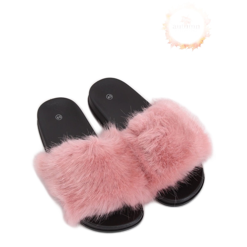 Vaaleanpunaiset tossut turkiksella CK107P Vaaleanpunainen