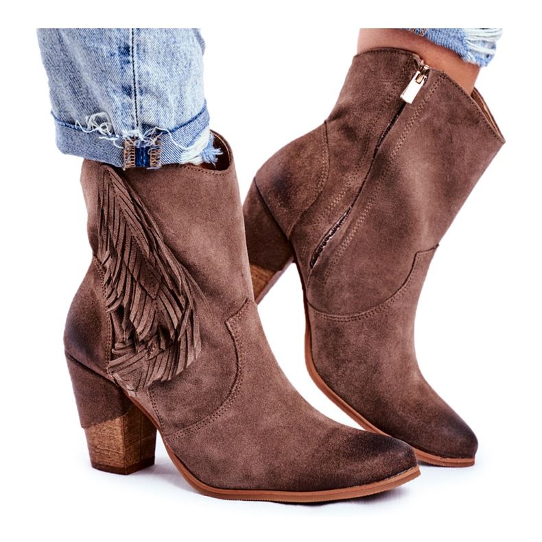 Exquisite Naisten Cappuccino -nahkaiset Quintana -saappaat korkealla korolla ruskea