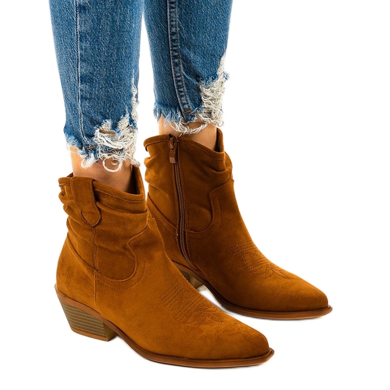 Euphelea ruskea mokkanahka korkea cowboy saappaat