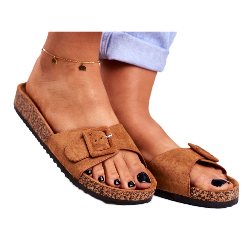 BUGO Naisten ruskeat tohvelit solki säädettävä Rosaline