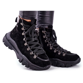 Naisten vaelluskengät Trappers Leather Suede Big Star GG274893 musta