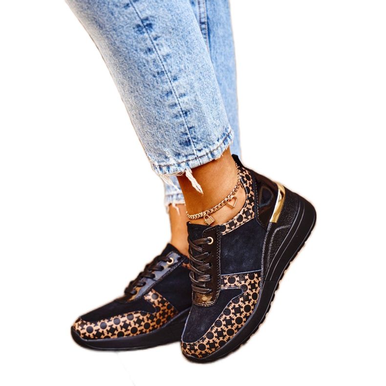 S.Barski Naisten Urheilukengät Nahka Musta Metronus beige kultainen