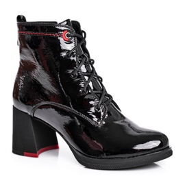 S.Barski Naisten saappaat kantapäällä lakatut mustat tekevät sen paremmin