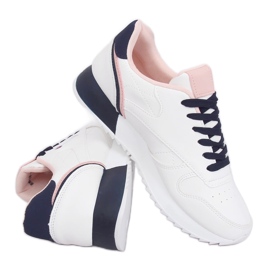 Valkoiset naisten urheilukengät BK938 WHITE / BLUE valkoinen tummansininen