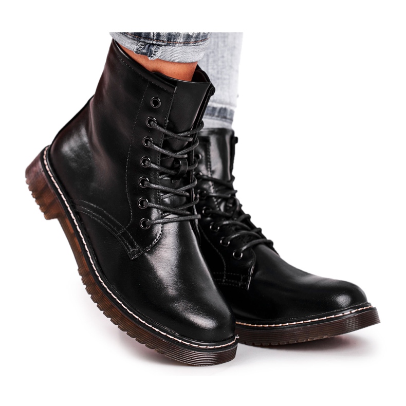 EVE Marita Black Boots Naisten trappers Glany musta