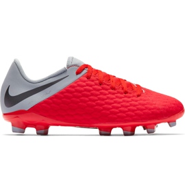 Nike Hypervenom 3 Academy Fg Jr AJ4119 600 jalkapallokenkä punainen punainen