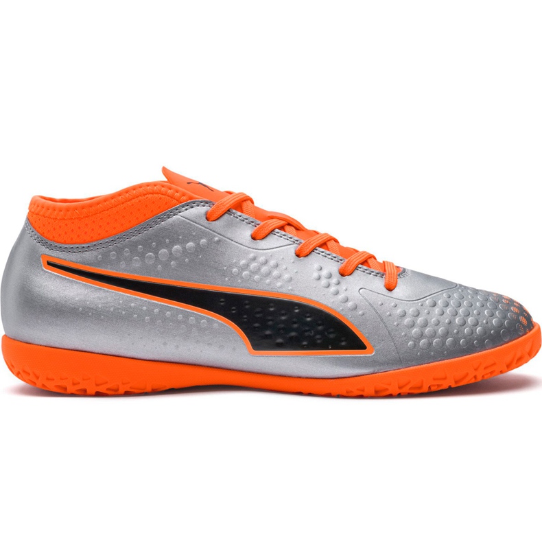 Puma One 4 Syn It Junior jalkapallokengät harmaa-oranssi 104783 01 monivärinen hopea