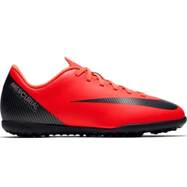 Nike Mercurial Vapor X 12 Club Gs CR7 Tf Jr AJ3106 600 jalkapallokengät monivärinen punainen