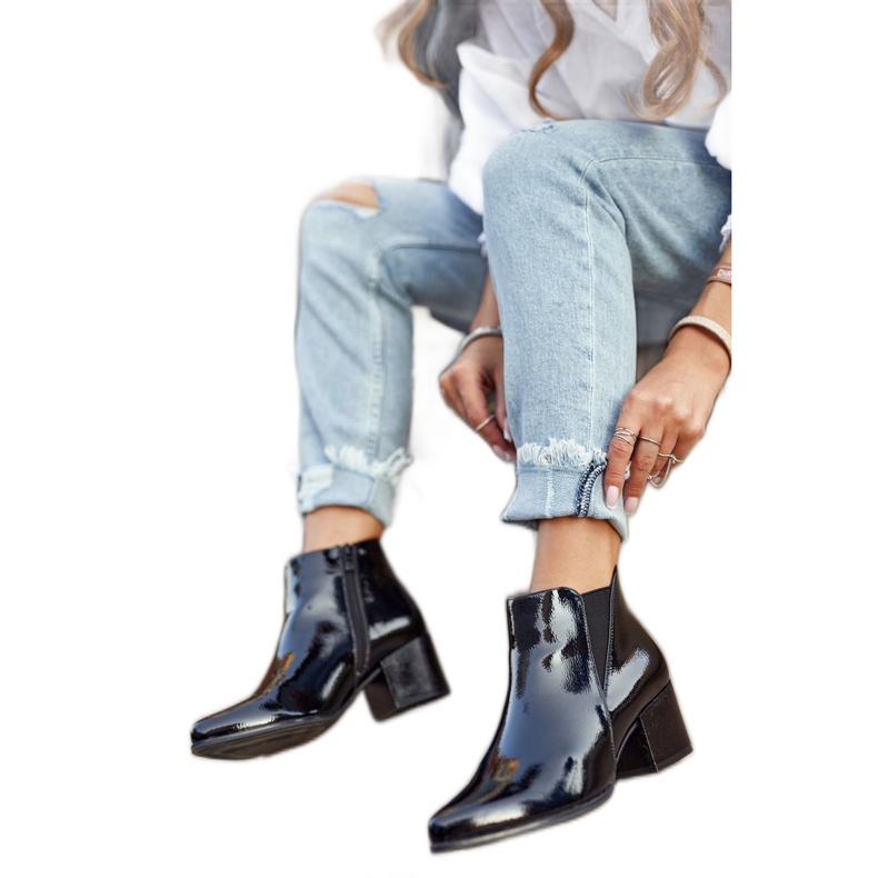 Naisten saappaat Sergio Leone lakatut Chelsea -saappaat musta BT621