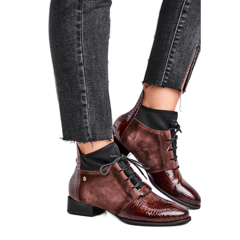 Naisten saappaat Nahka Maciejka Ruskea 04744-02