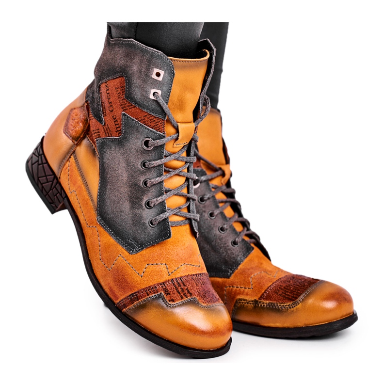 Naisten saappaat Nahkaiset lämpimät saappaat Maciejka keltainen 04625-07 ruskea