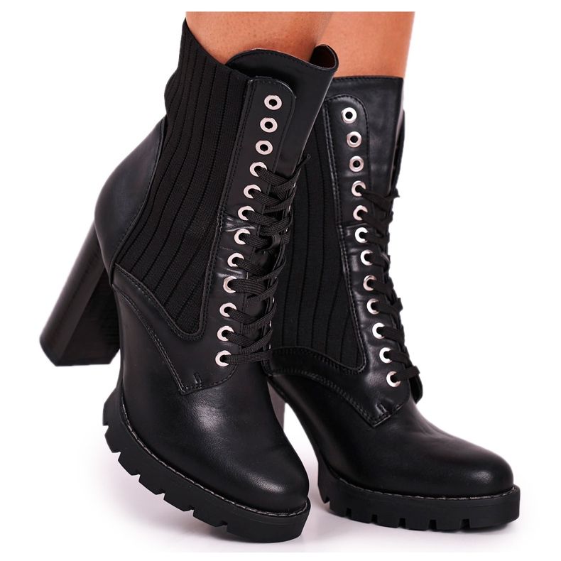 FE1 Naisten saappaat korkokenkällä musta Erdogan