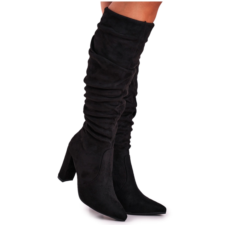 PS1 Naisten Saappaat Kantapää Mokkanahka Musta Cromes