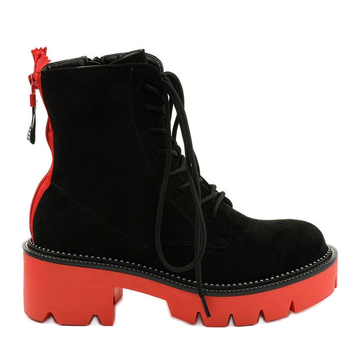 Mustat mokkanahkaiset keskipakoketjulliset nilkkurit oranssi