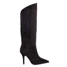 Seastar Mokkanahkakengät korkealla kantapäällä musta