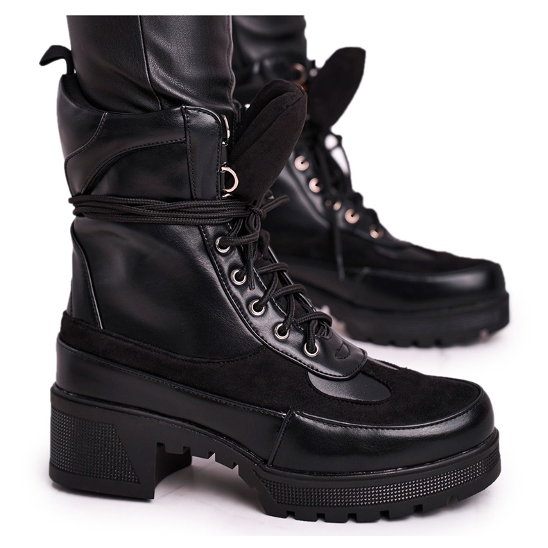 FS1 Naisten korkeat nauhakengät Black Ridley musta