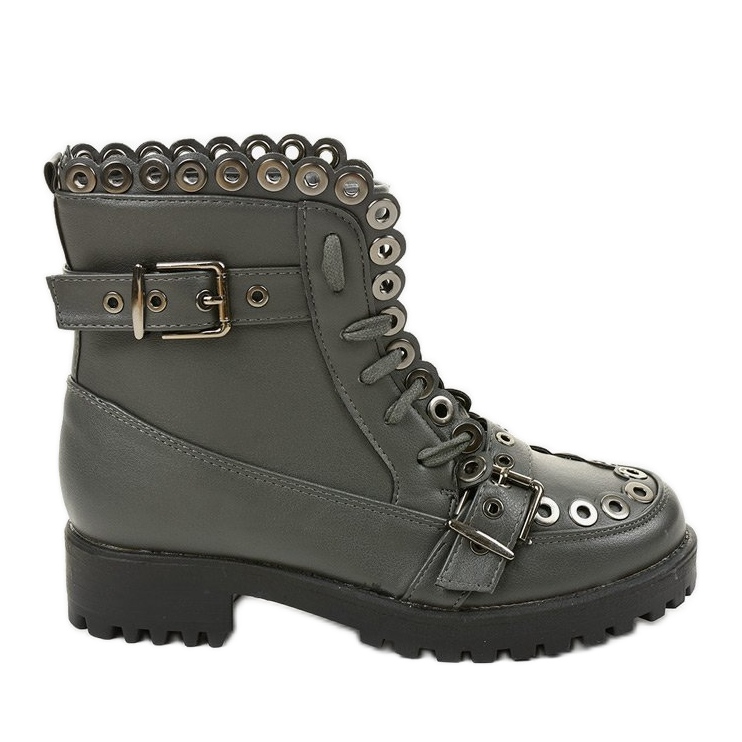 Harmaat eristetyt saappaat, joissa solki 1370-5