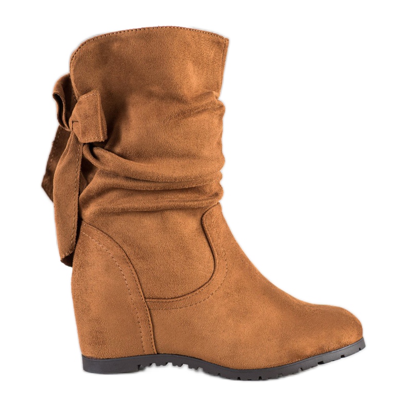 SHELOVET Korkeat kiilat saappaat ruskea