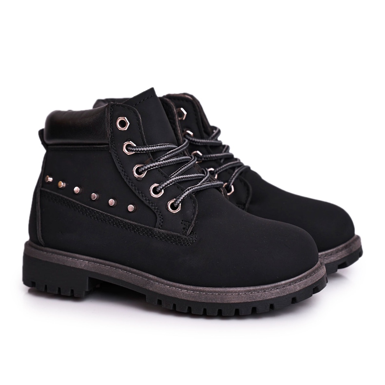 MSMG Lasten mustat lämpimät Gonzo -saappaat nastoilla