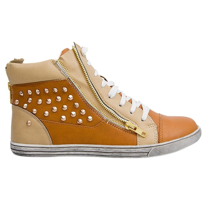 Korkeat lenkkarit nastoilla Y299 Camel beige ruskea