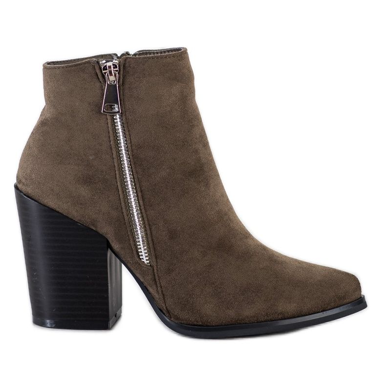 Marquiz Lämpimät saappaat koristeellisella vetoketjulla ruskea vihreä