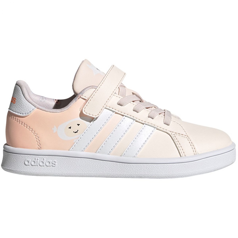 Adidas Grand Court C Jr FW4937 kengät ekru vaaleanpunainen