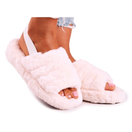 FJ1 Naisten tossut Platform Fur Beige Snowflake