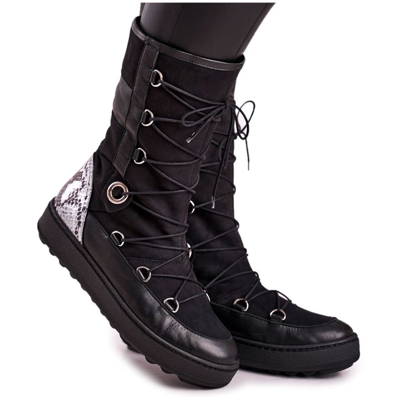 Musta mokkanahka turkis Laura Messin lumikengät 2054