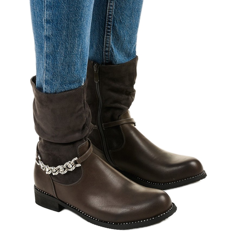 Harmaat litteät nilkkurit, joissa on Petgell -vetoketju