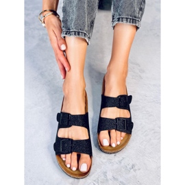 Alexa Black Glitter korkkitossut musta 1