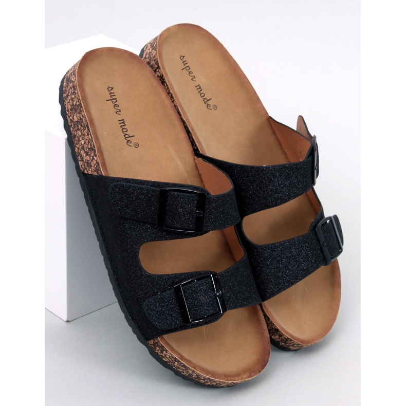 Alexa Black Glitter korkkitossut musta 2