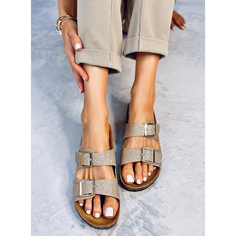 Alexa Gold Glitter korkkitossut kultainen 1